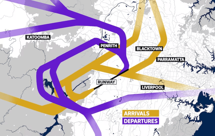 western sydney airport flight paths 2024