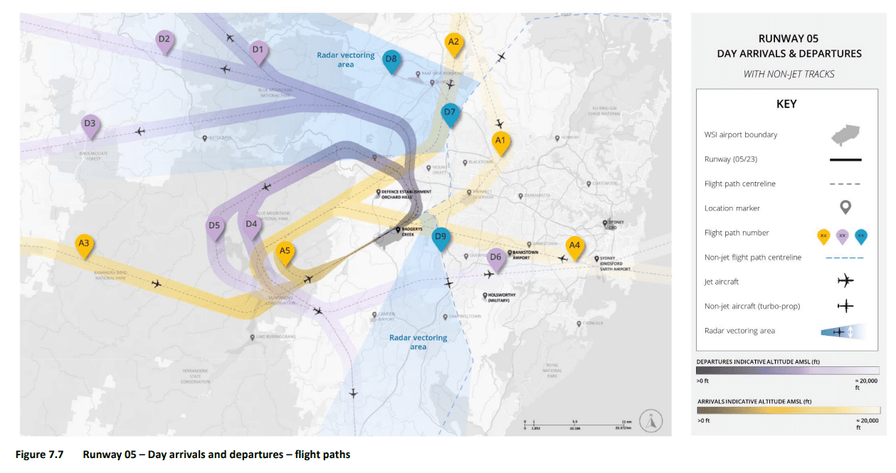 western sydney airport flight paths map eis 2023 runway 05