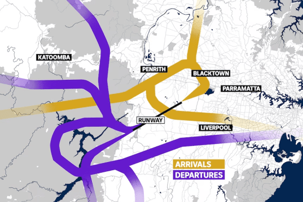 western sydney airport flight paths map runway 23